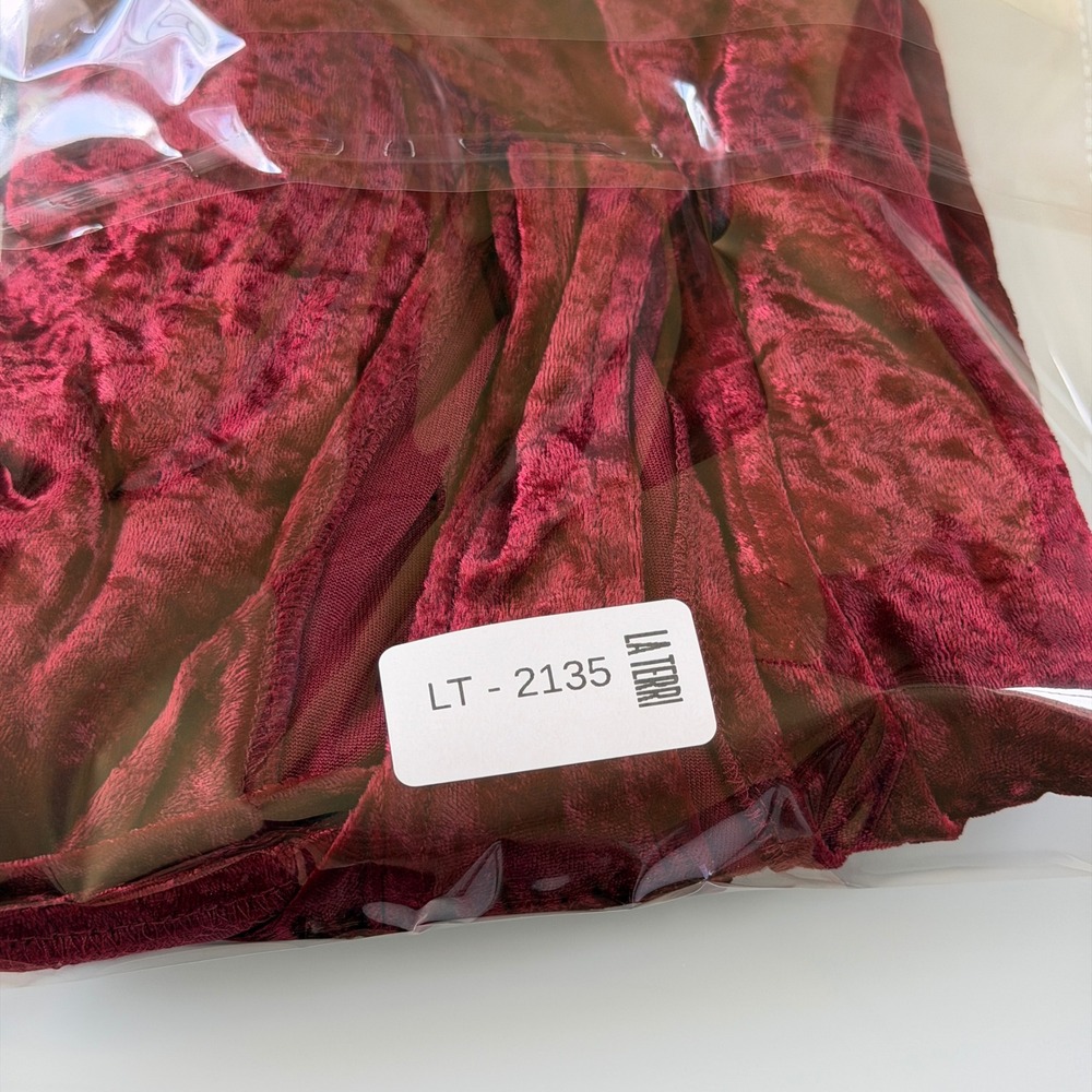 Burgundy Crushed Velvet X-Back Dress Grunge Goth Vintage 90s Medium - Picture 6 of 9